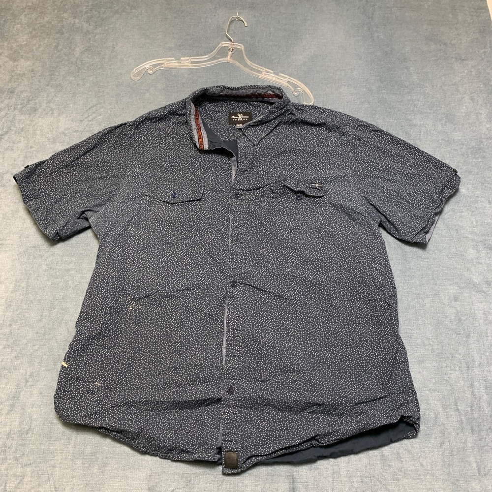 Marc Ecko Casual Shirt Mens 2X Black Dotted Chest Pockets Short Sleeve Button Up
